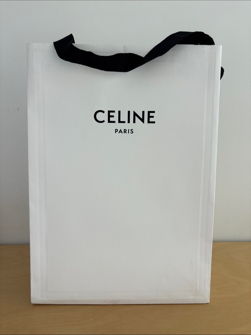 Celine White paper bag with Black Handles